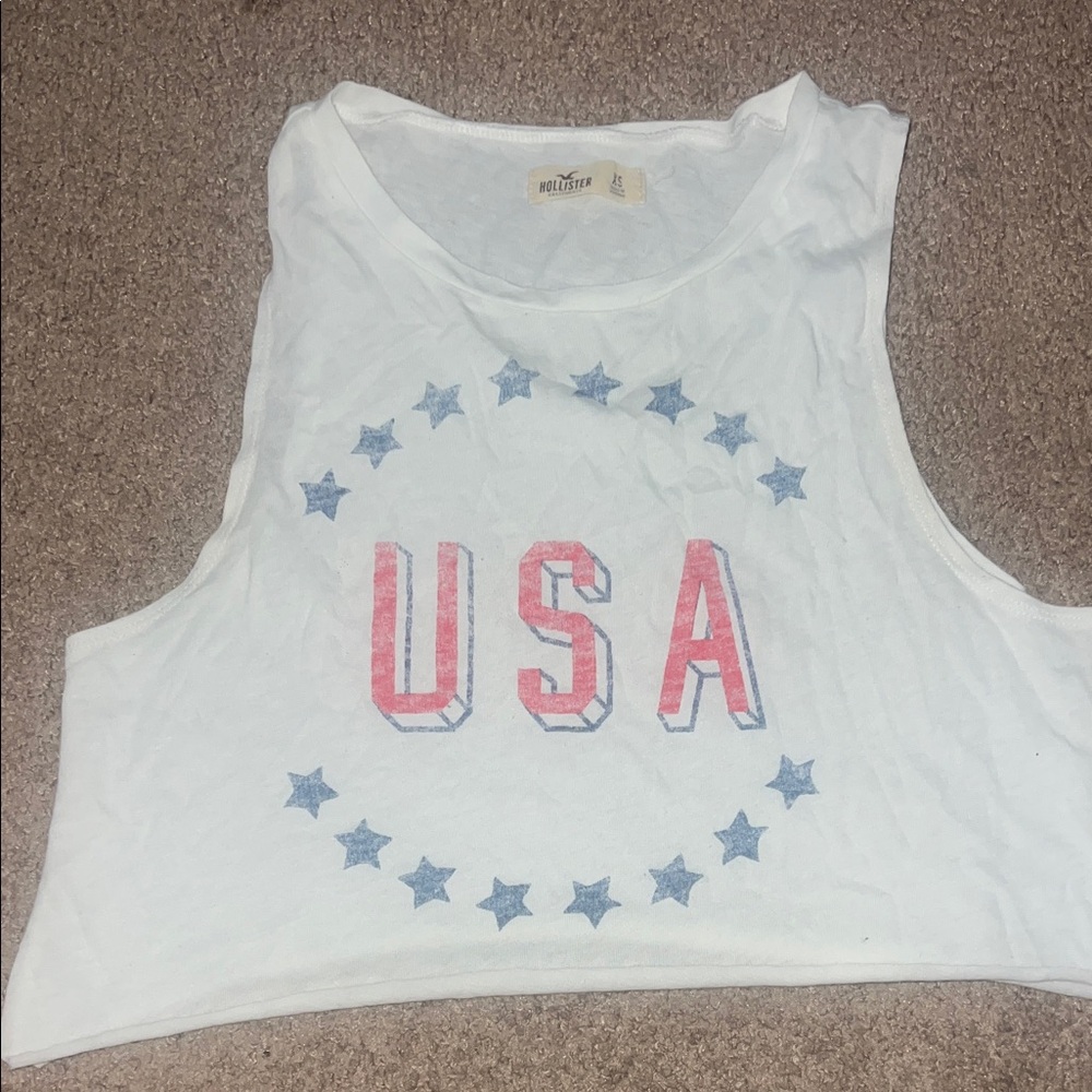 Hollister White Muscle Tee with USA Graphic